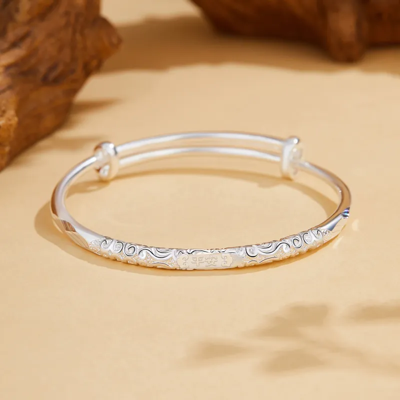Lao Feng Xiang S999 Fine Silver Bangles Women's-4