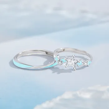 Lao Feng Xiang S999 Silver Ring Pair Unisex