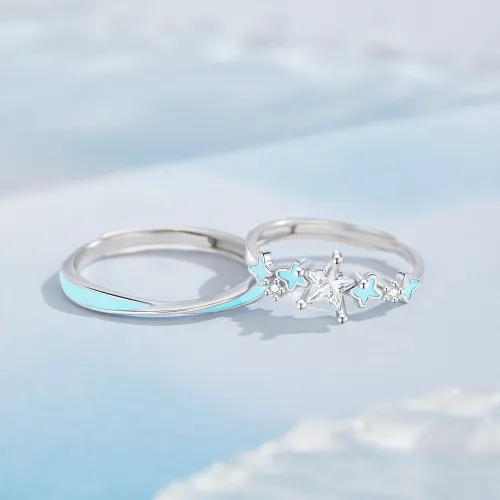 Lao Feng Xiang S999 Silver Ring Pair Unisex