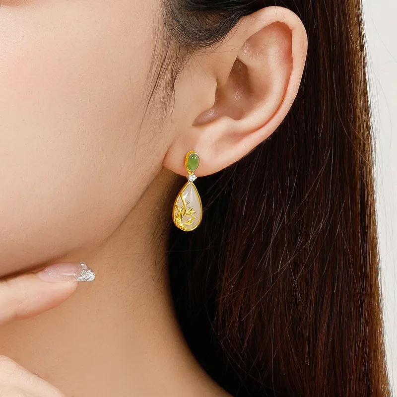 Lao Feng Xiang S925 Silver Earrings Women's-2