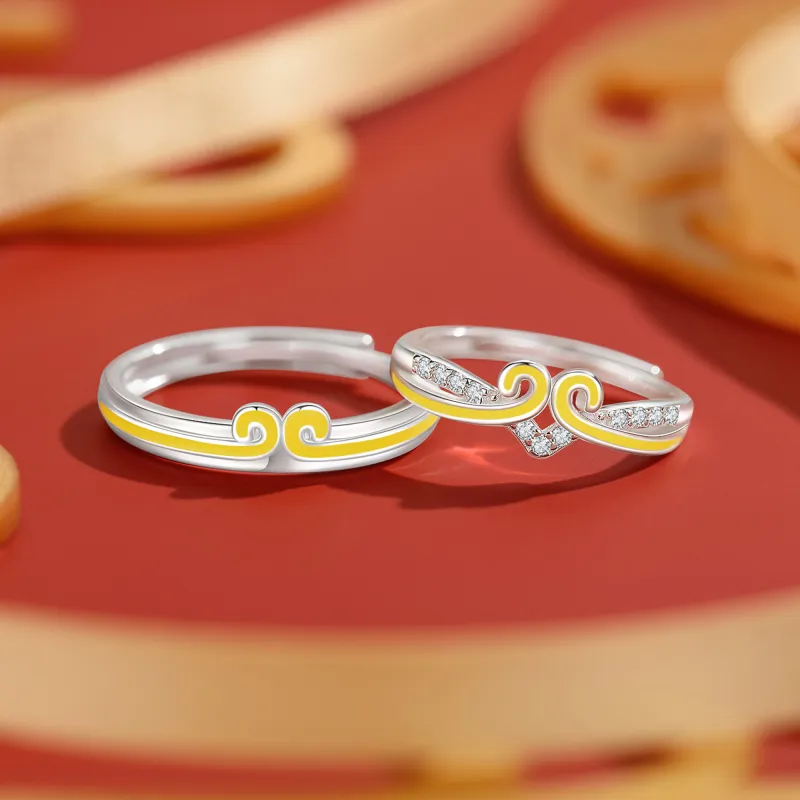 Lao Feng Xiang 925 Sterling Silver Ring Pair Unisex-1