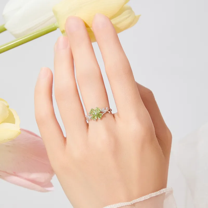 Lao Feng Xiang Natural Peridots Colored Gemstone Rings Women's-2