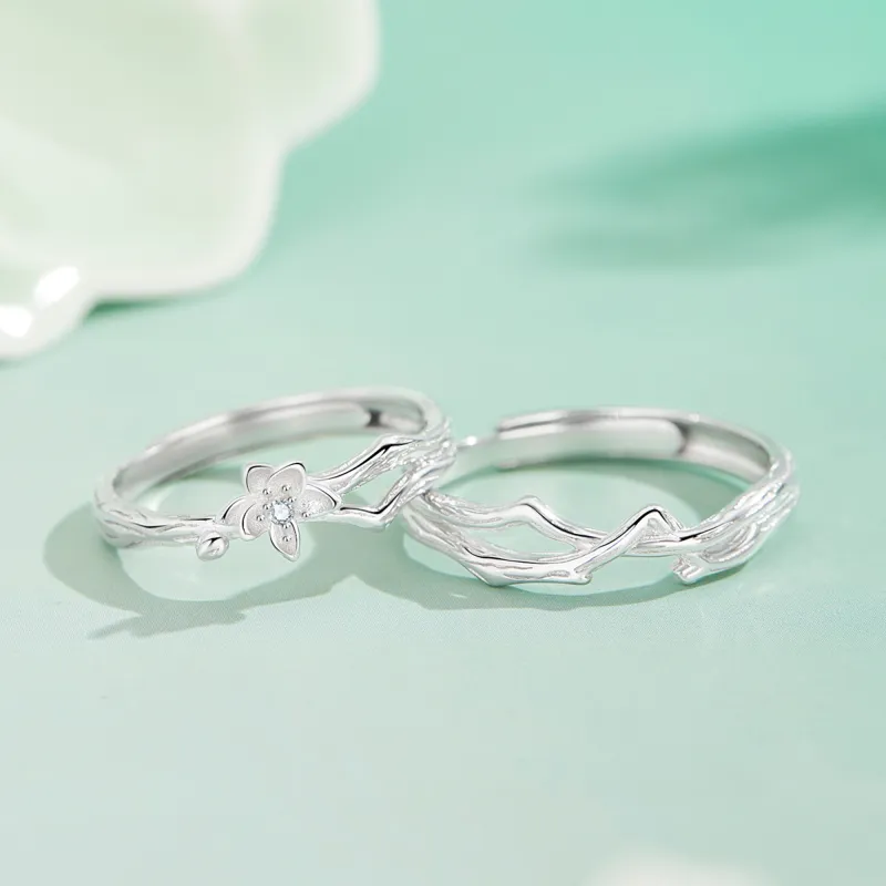 Lao Feng Xiang S925 Sterling Silver Ring Pair Unisex-5