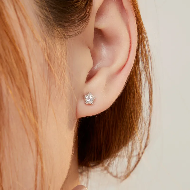 Lao Feng Xiang S925 Silver Pair Of Stud Earrings Women's-4