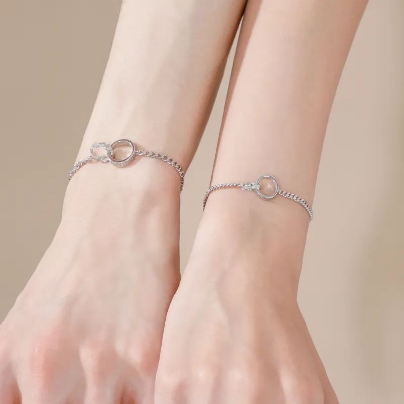 Lao Feng Xiang S925 Silver Bracelet Pair Unisex Silver-6