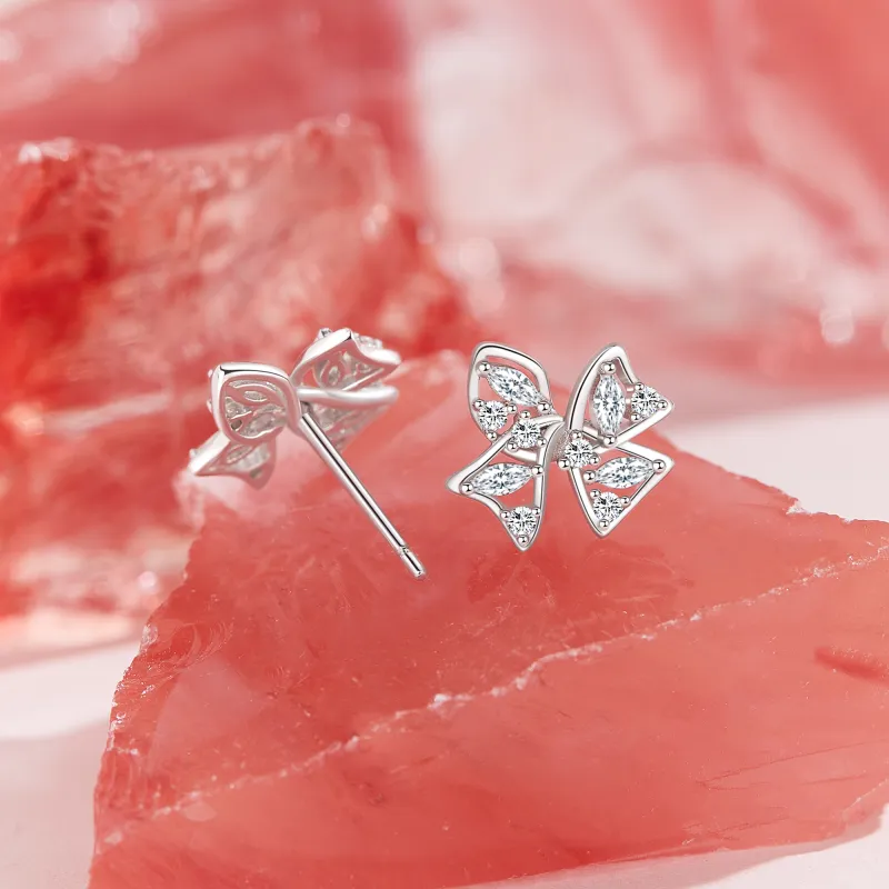 Lao Feng Xiang S925 Sterling Silver Stud Earrings For Women's Women's-5