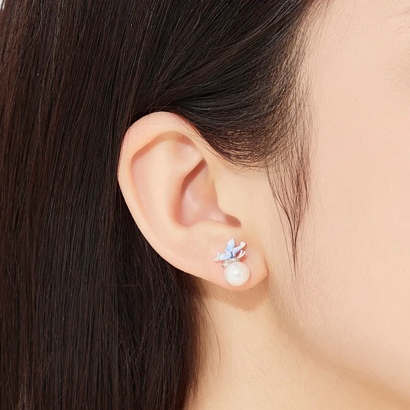 Lao Feng Xiang Pearl Stud Earrings Women's-4