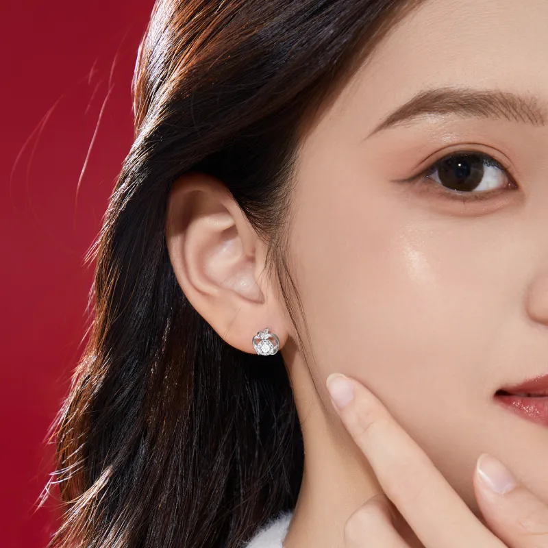 Lao Feng Xiang S999 Silver Sterling Silver Stud Earrings Women's-6