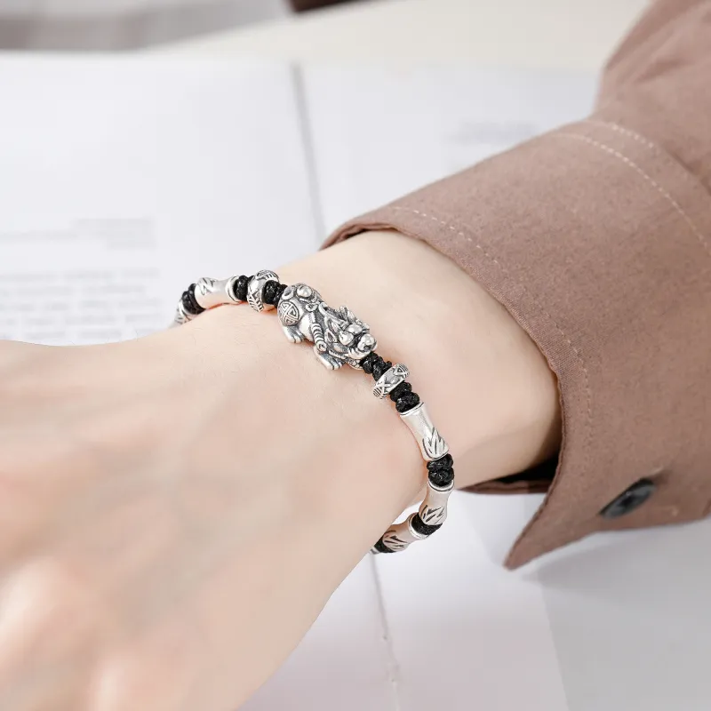 Lao Feng Xiang S999 Fine Silver Pure Silver Bracelets Men's-4