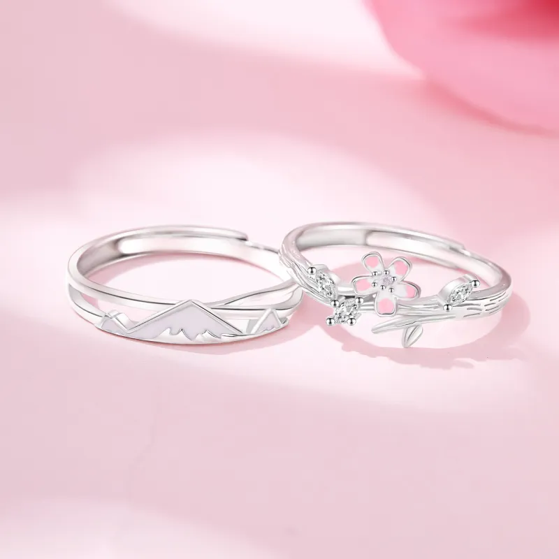 Lao Feng Xiang S925 Silver Ring Pair Unisex-2