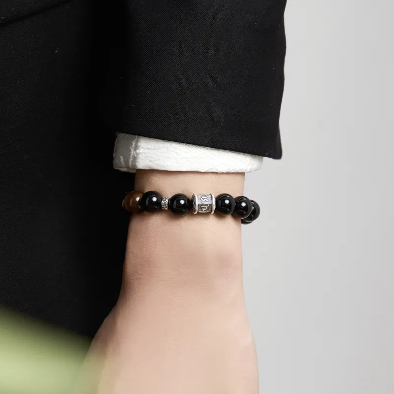 Lao Feng Xiang Natural Obsidian Bracelets Men's-2