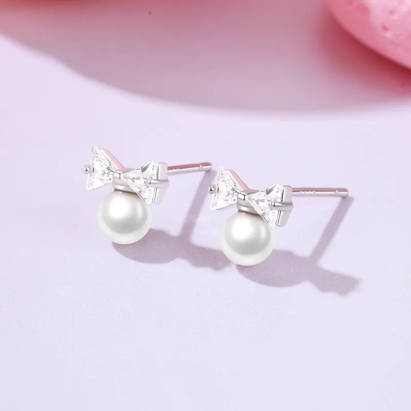 Lao Feng Xiang S925 Silver Stud Earrings Women's-2