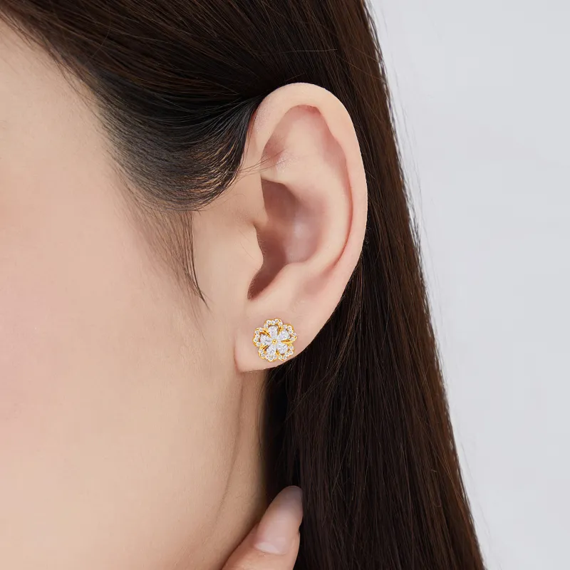 Lao Feng Xiang S925 Silver Stud Earrings Women's-11
