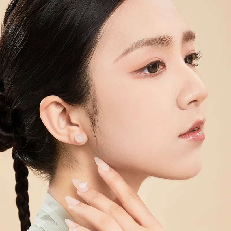 Lao Feng Xiang S925 Silver Pair Of Stud Earrings Women's-3