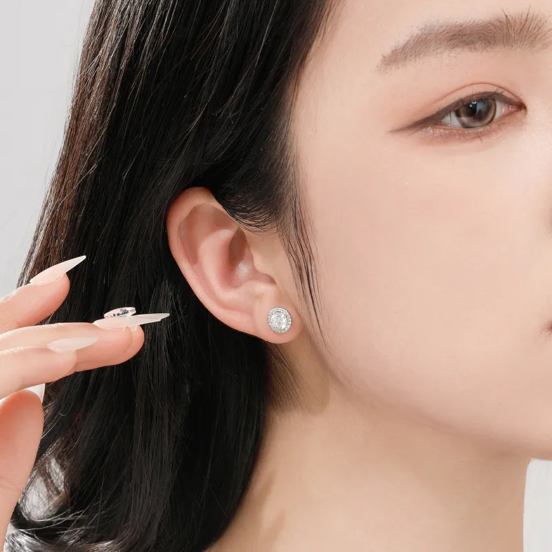 Lao Feng Xiang S999 Silver Sterling Silver Stud Earrings Women's-4