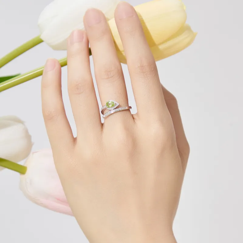 Lao Feng Xiang Natural Peridots Rings Women's-4