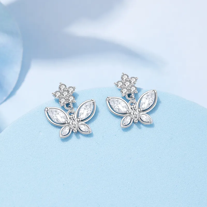 Lao Feng Xiang S925 Sterling Silver Stud Earrings Women's-1