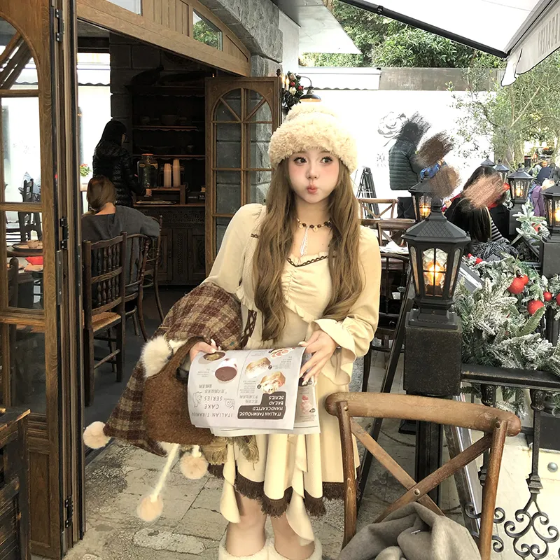 ANNIBUHUO Long-Sleeved Dresses Women's-6