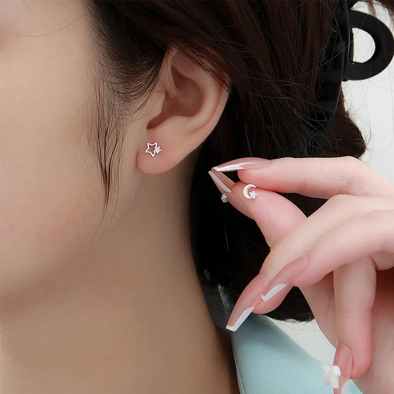 MIDNIGHT MOMENT S999 Silver Stud Earrings Women's-1