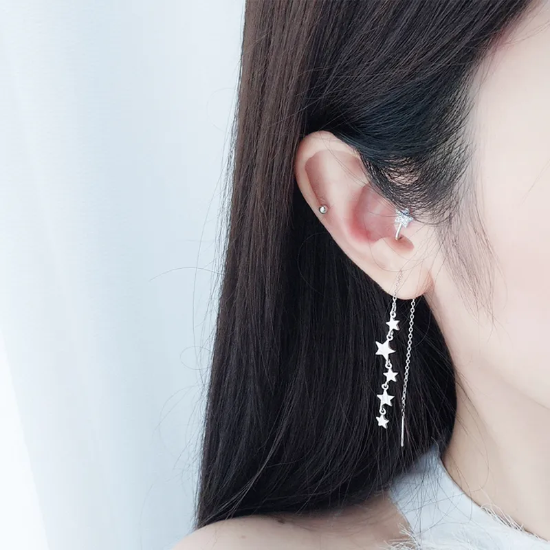 MIDNIGHT MOMENT 925 Sterling Silver Drop Earrings Women's Silver-2