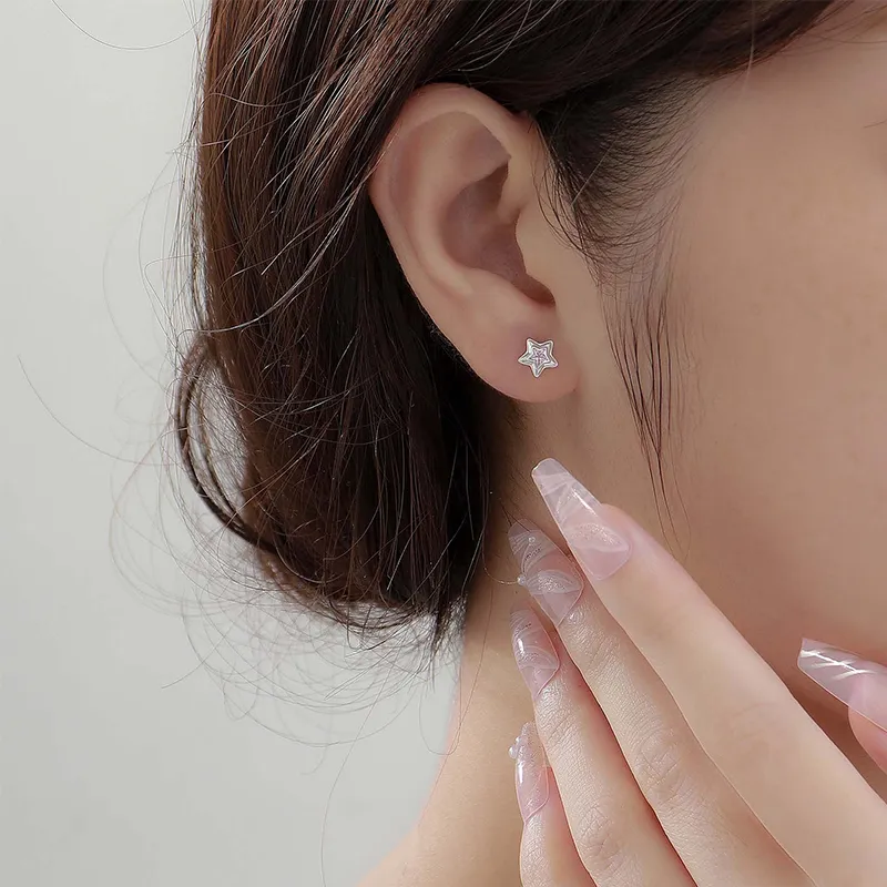 MIDNIGHT MOMENT S999 Silver Stud Earrings Women's-1