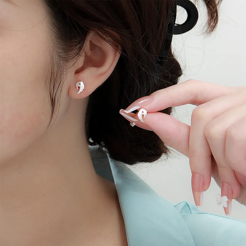 MIDNIGHT MOMENT S999 Silver Stud Earrings Unisex-1