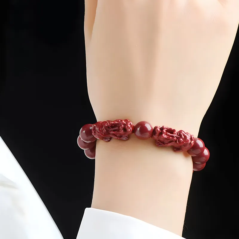 MIDNIGHT MOMENT Reconstructed Cinnabar Jade Bracelets Unisex-3
