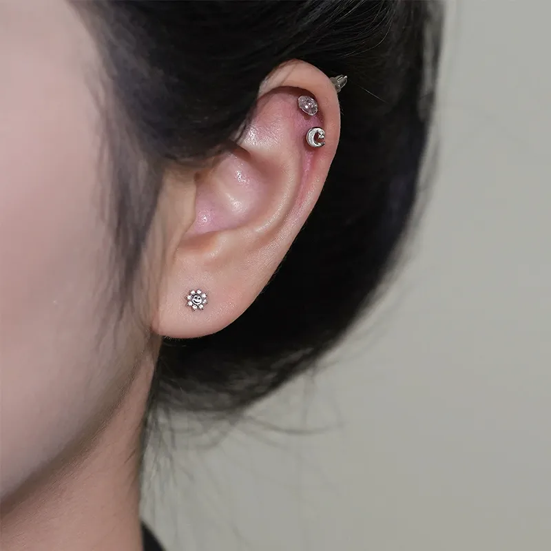 MIDNIGHT MOMENT S999 Silver Stud Earrings Women's-1