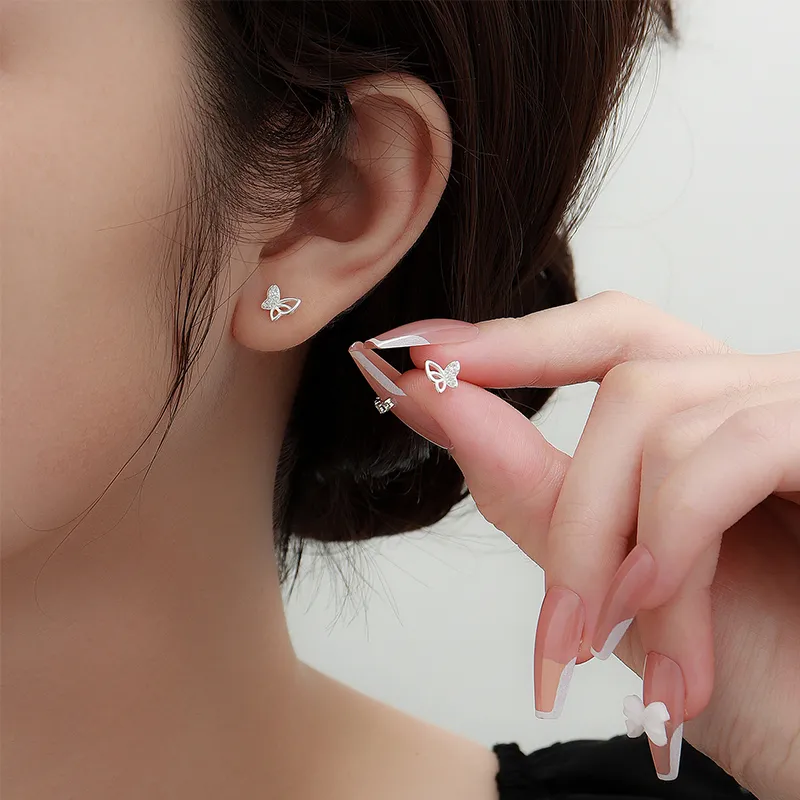 MIDNIGHT MOMENT S999 Silver Stud Earrings Women's-1