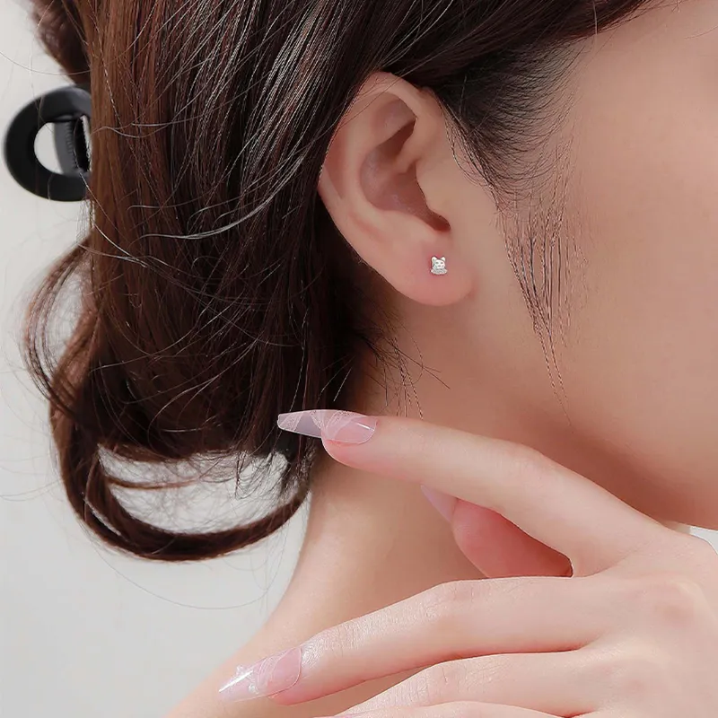 MIDNIGHT MOMENT S999 Silver Stud Earrings Women's-1