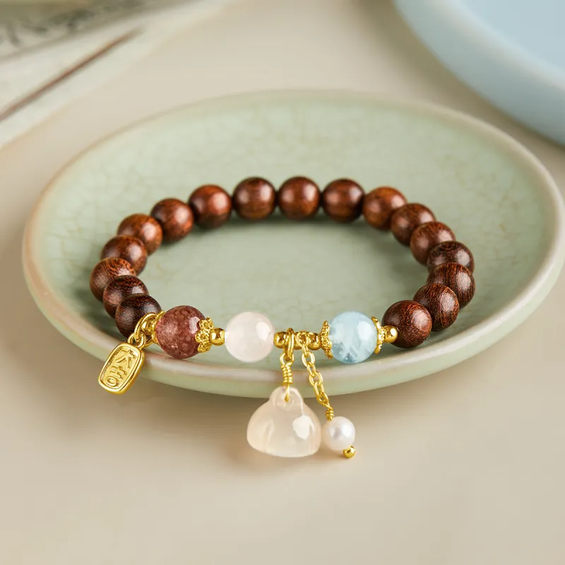 Gianina Golden Sandalwood Wooden Bracelets Unisex-2