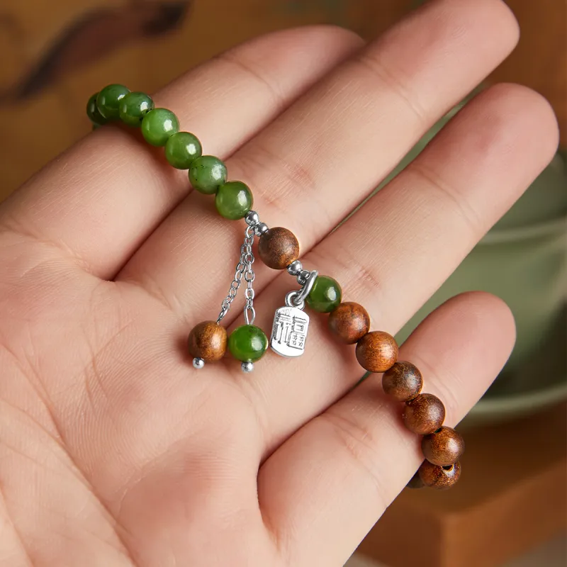 Gianina Hetian Jade Bracelets Green Jade Unisex-5