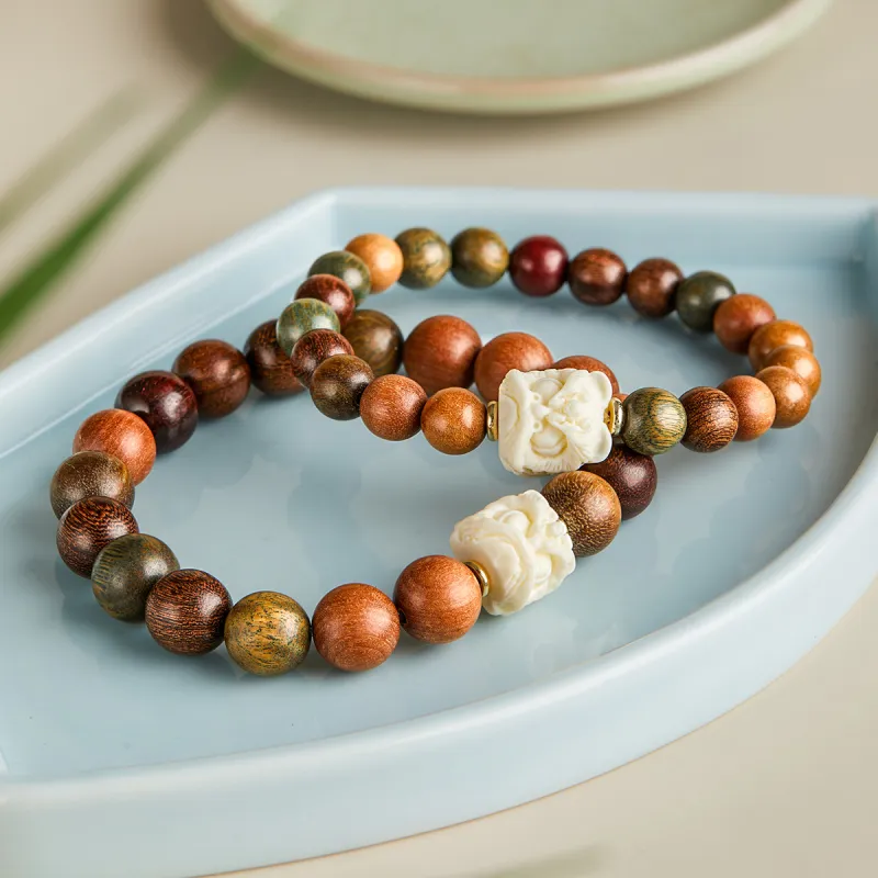 Gianina Golden Sandalwood Wooden Bracelets Unisex-9