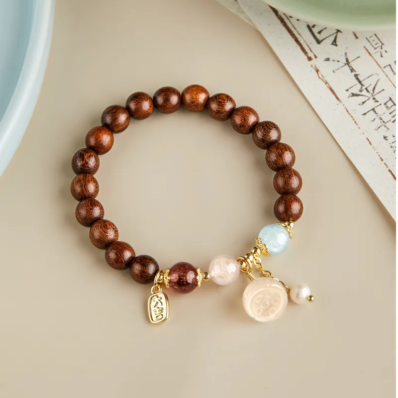 Gianina Golden Sandalwood Wooden Bracelets Unisex-7