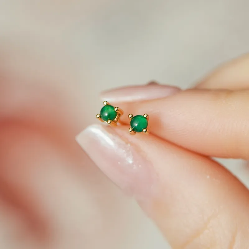 Gianina High Ice Jade Jadeite Stud Earrings Women's-3
