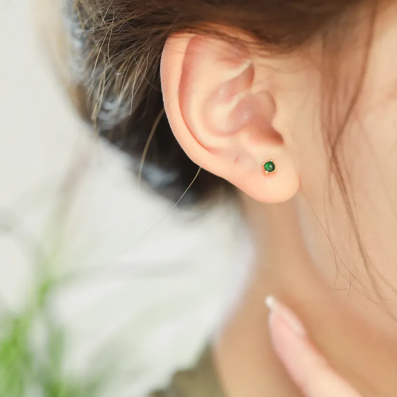 Gianina High Ice Jade Jadeite Stud Earrings Women's-4