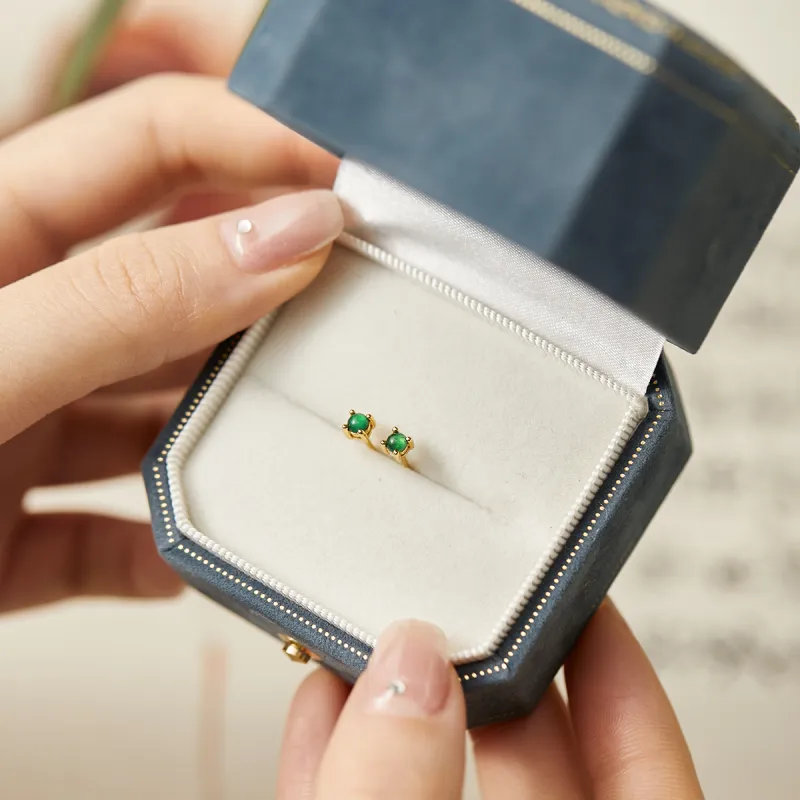 Gianina High Ice Jade Jadeite Stud Earrings Women's-5