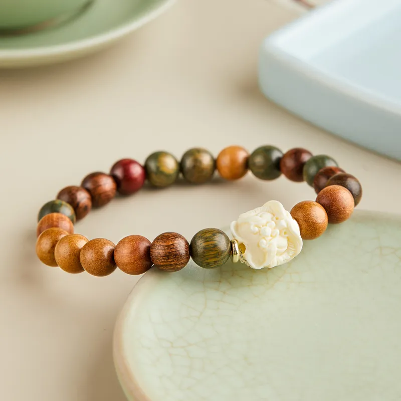 Gianina Golden Sandalwood Wooden Bracelets Unisex-6