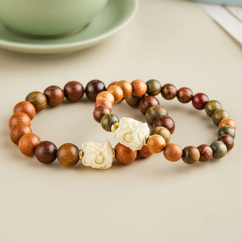 Gianina Golden Sandalwood Wooden Bracelets Unisex-8