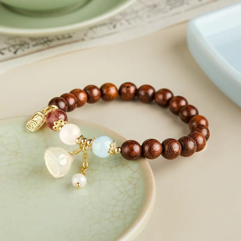Gianina Golden Sandalwood Wooden Bracelets Unisex-6