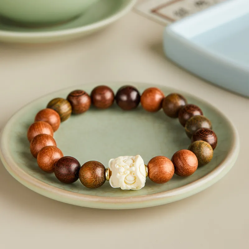 Gianina Golden Sandalwood Wooden Bracelets Unisex-1