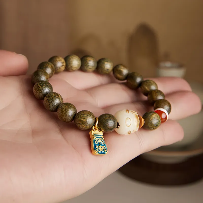 Gianina Green Sandalwood Wooden Bracelets Unisex-4