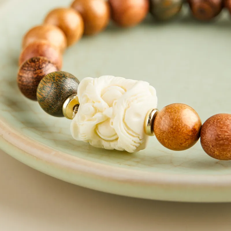 Gianina Golden Sandalwood Wooden Bracelets Unisex-2