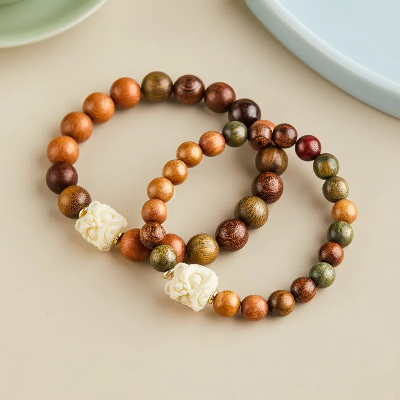 Gianina Golden Sandalwood Wooden Bracelets Unisex-10