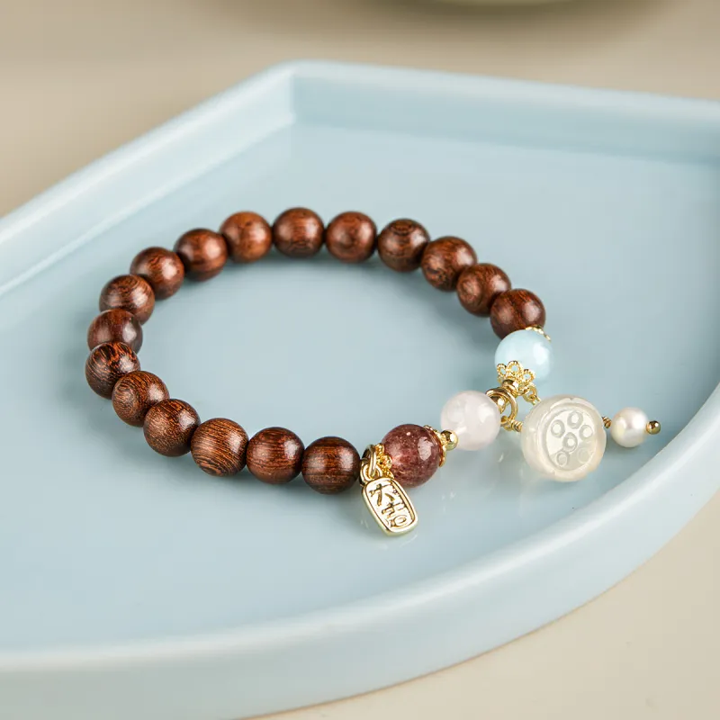 Gianina Golden Sandalwood Wooden Bracelets Unisex-1