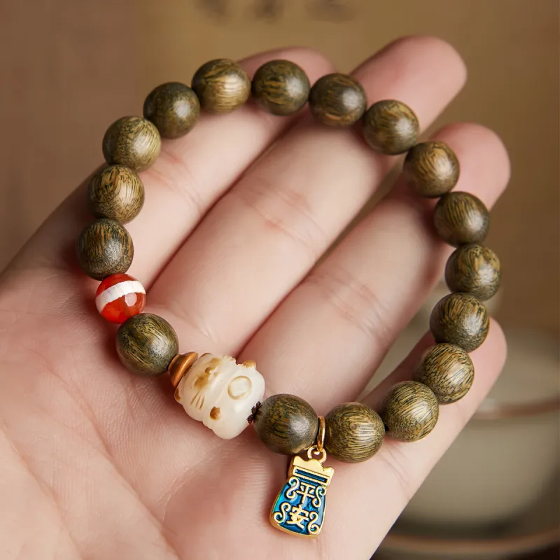 Gianina Green Sandalwood Wooden Bracelets Unisex-6