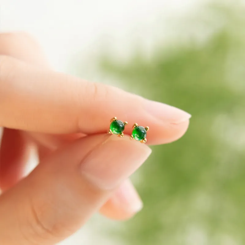 Gianina High Ice Jade Jadeite Stud Earrings Women's-1