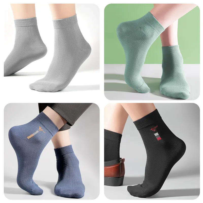 SEPTWOLVES Mid Calf Socks Men's 5 Pack Gift Box Set+Shopping Bag-7