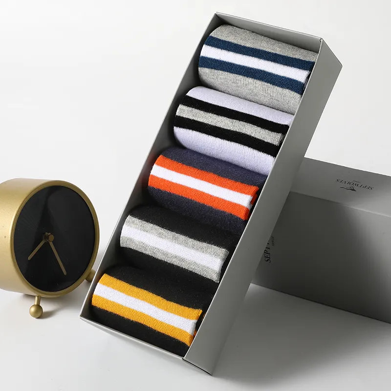 SEPTWOLVES Mid Calf Socks Men's 5 Pairs Gift Box Sets+Shopping Bag-3