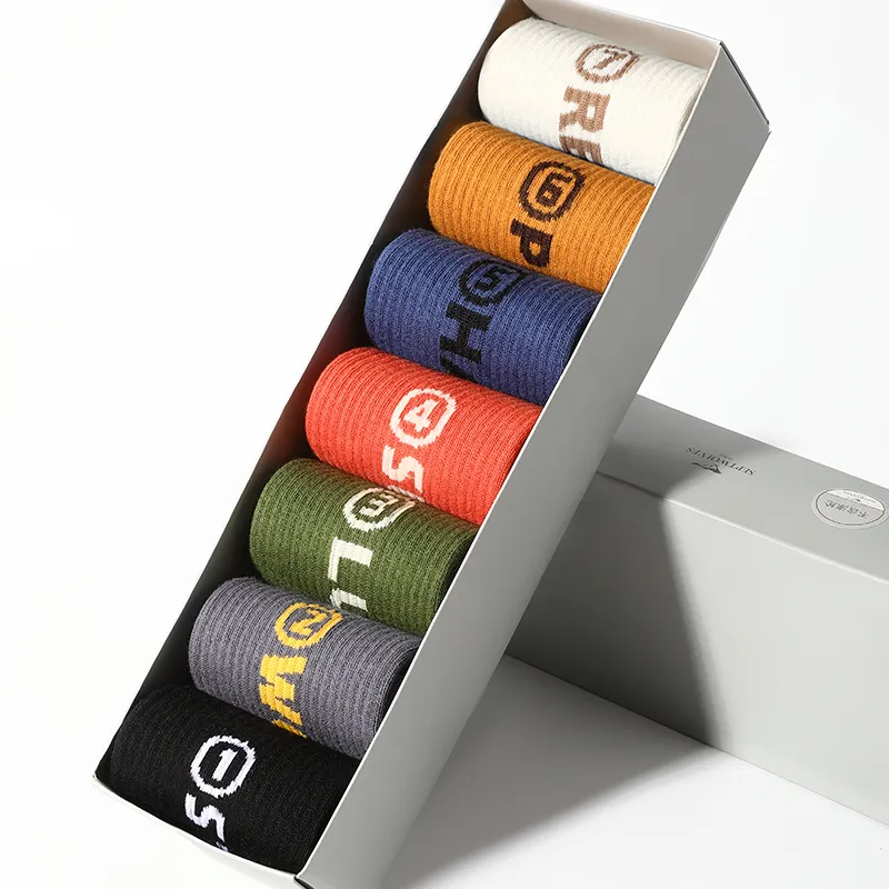 SEPTWOLVES Mid Calf Socks Men's 7 Pairs Gift Box Packaging-2